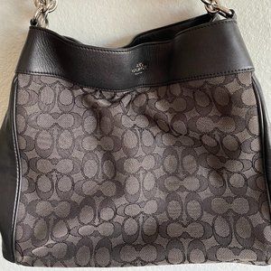 COACH logo shoulder bag "Lexy" style black/gray AUTHENTIC